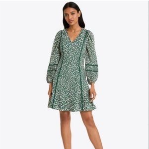 Draper James Green Floral V-Neck Mini Dress NWT